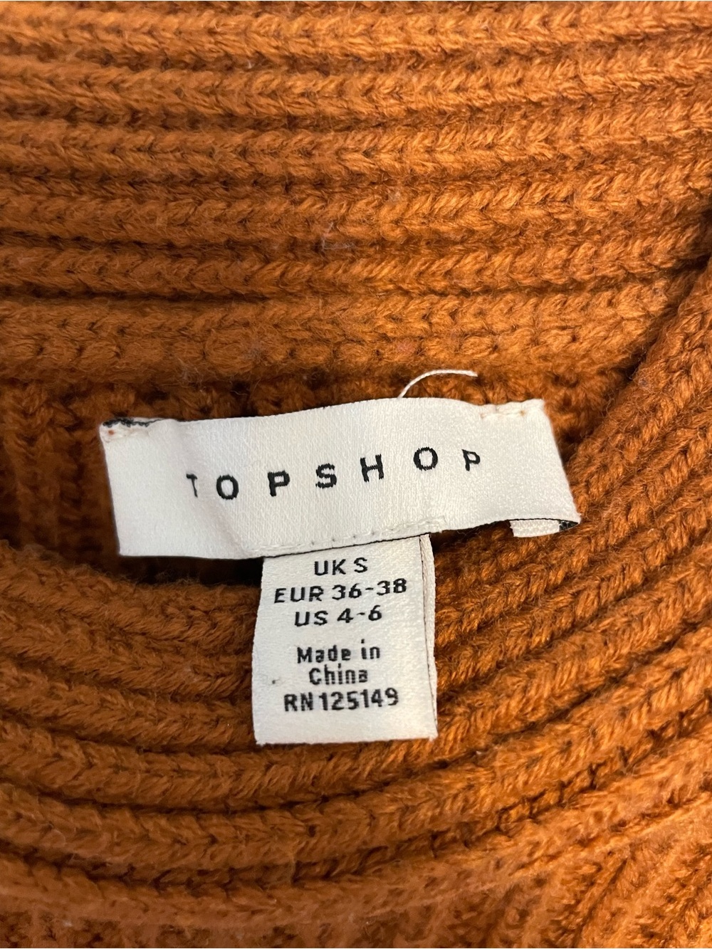 Topshop Rust Ribbed Sweater with Gold Side Buttons - Picture 4 of 5